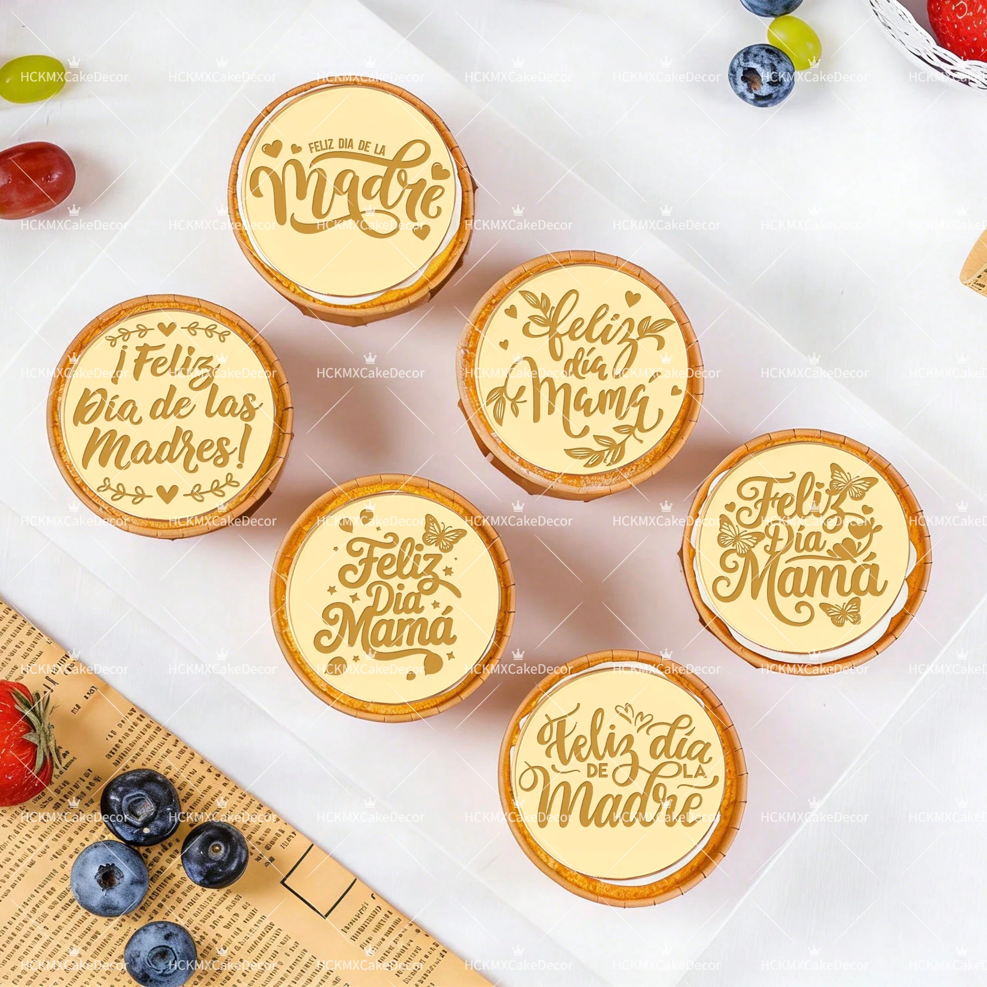 Adornos de Acrílico Dorado para Cupcakes del Día de la Madre en Español, Feliz Día de las Madres, para Pastel y Cupcakes del Día de la Madre