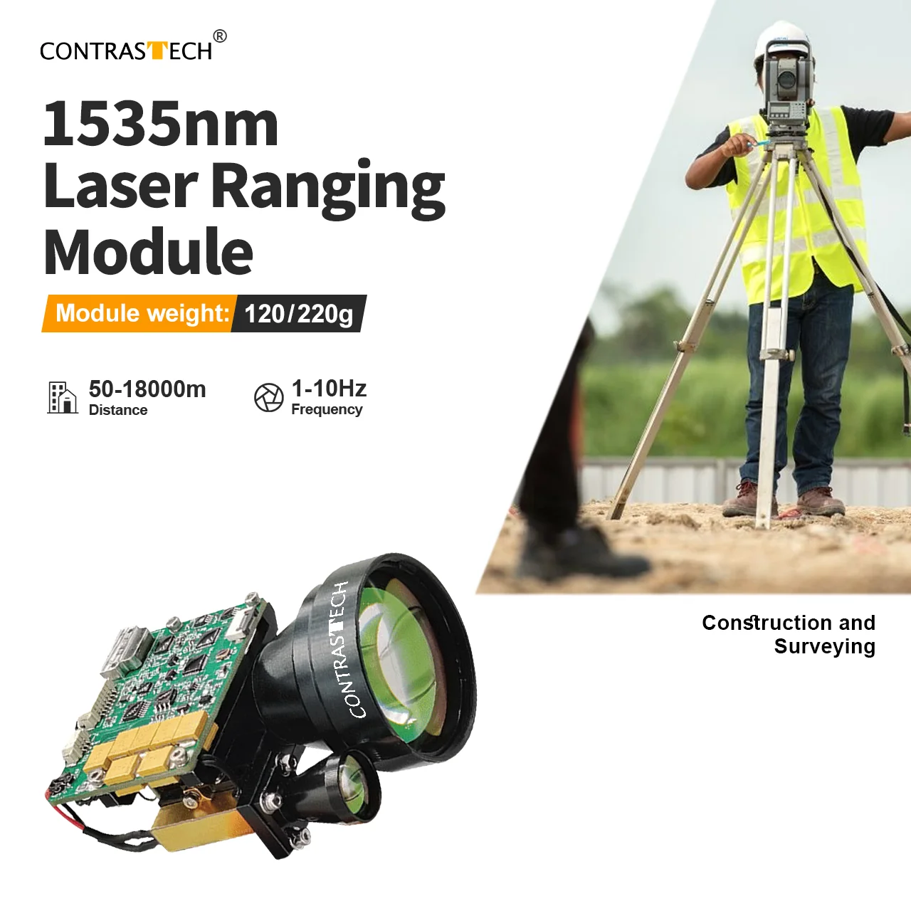 1535nm 1-10Hz 12V Eye-Safe Laser Rangefinder 3km 15km UART 10km Laser Distance Module for Tunnel Monitoring Railway Distance