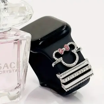 5個卡通老鼠水鑽錶帶環,可愛金屬錶帶掛飾,相容於iWatch系列 8 最佳銷售 蘋果手錶迪士尼 - №6