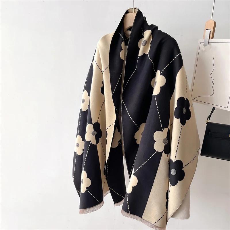 

Women Winter Imitation Wool Scarf Warm Pashmina Brand Foulard Female Cashmere Shawls Wraps Thick Soft Bufanda Scarves Stole