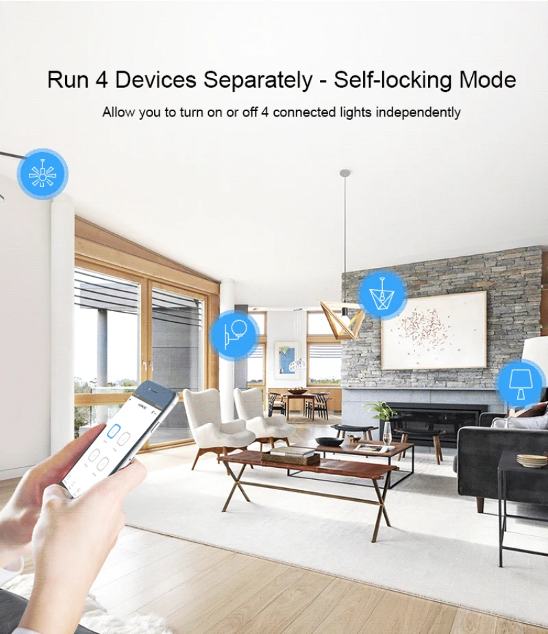 SONOFF 4CHR3 4CHPROR3 4-gang WiFi Smart Switch With Interlock Mode Works With Electric Blinds Fan Alexa Google SmartThings Alice