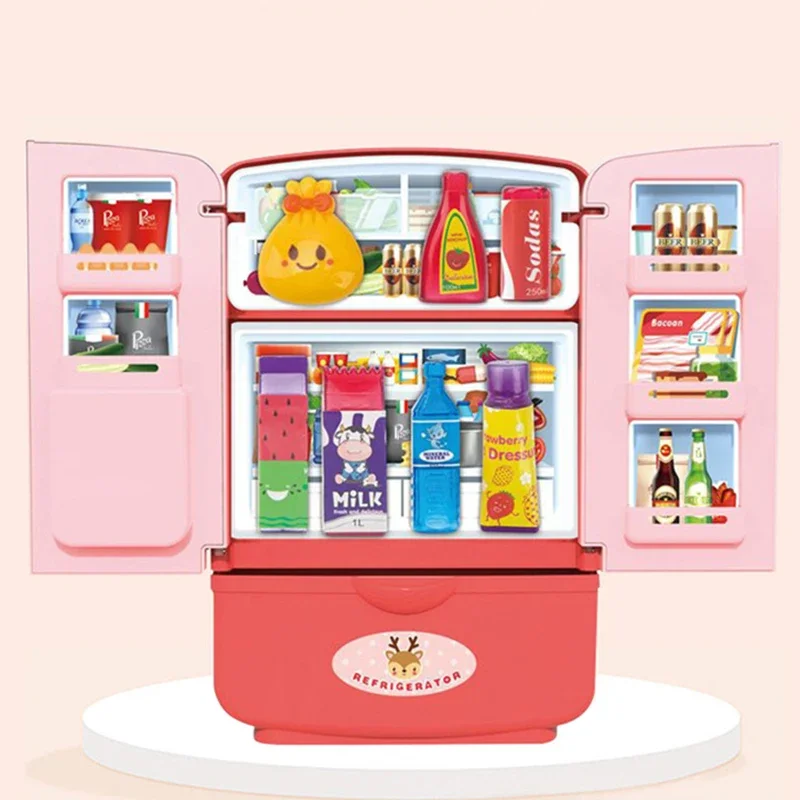 New Kids Toys Simulation Fridge Refrigerator Accessories Pretend Play Educational For Kitchen Set Food For Children's Gifts