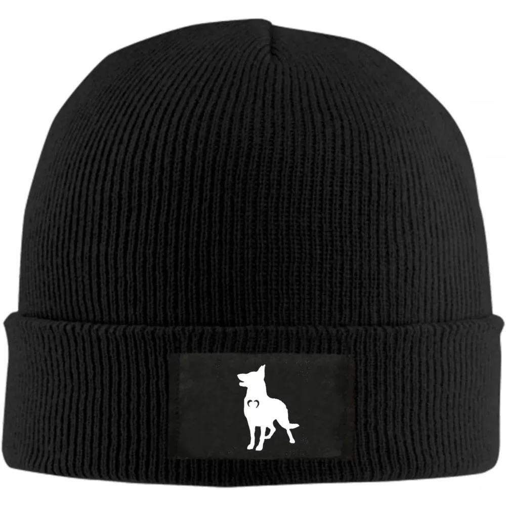 German Shepherd With Heart Beanie Hat For Women Men Winter Hat Cuffed Winter Beanie Warm Skull Cap Plain Knit Hat Cap