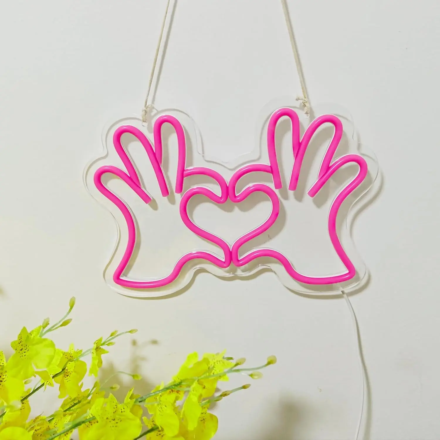 Неоновая вывеска в форме сердца и рук, неоновая вывеска на палец, USB с регулируемой яркостью для комнаты, спальни, свадьбы, вечеринки, дня рождения, декор, подарки на день Святого Валентина