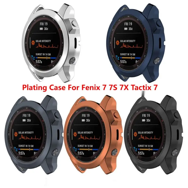 Estojo protetor de TPU macio, Tampa de chapeamento para Garmin Fenix 7, 7S, 7X, Smart Watch, Tactix, Silicone Bumper, Protector Shell, Acessórios