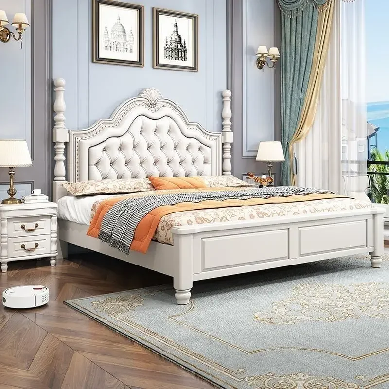 Modern Simple Solid Wood Double Bed for Bedroom Durable Build Floor Protection Stable Structure Ergonomic Design Space Saving