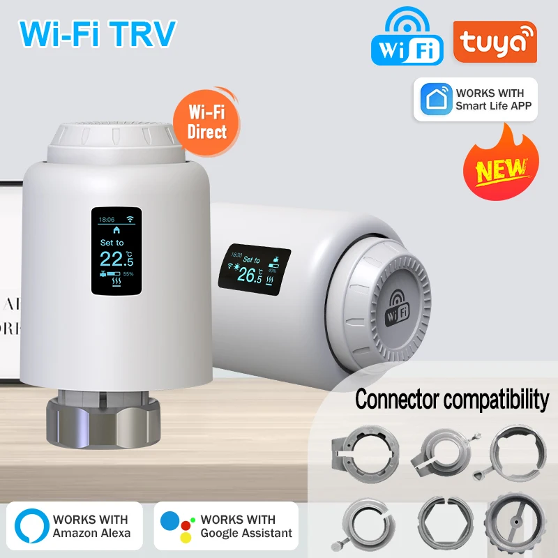 Tuya Smart Home Wifi Thermostatic Radiator Actuator Valve TRV Thermostat Programmable Temperature  Controller Alexa Google Home