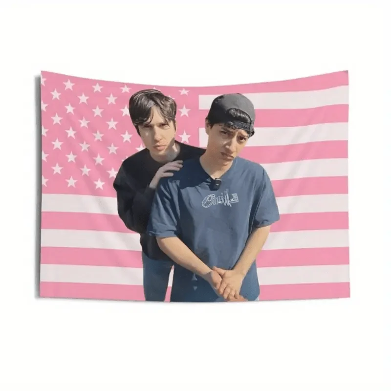 1pc SlushyNoobz & ThatMartinKid Hamza and Martin American Flag Tapestry Wall Art Suitable for Living Room, Bedroom, Dorm with Fr