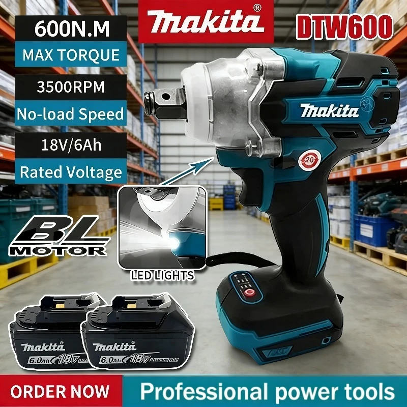

Аккумуляторный ударный гайковерт Makita DTW600, 280 Нм, высокомоментный, бесщеточный, электрический, перезаряжаемый, для авторемонта, 18В, электроинструмент