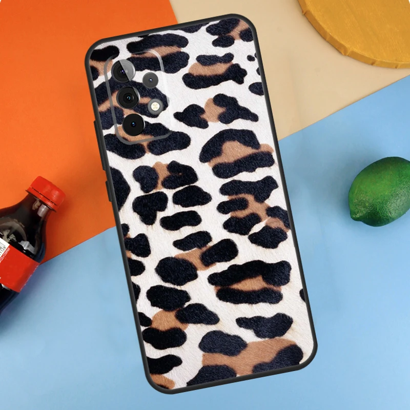 Fundas con struttura leopardata in bianco e nero per Samsung Galaxy A54 A34 A14 A52 A32 A22 A12 A13 A23 A33 A53 A73 A51 A71 Case