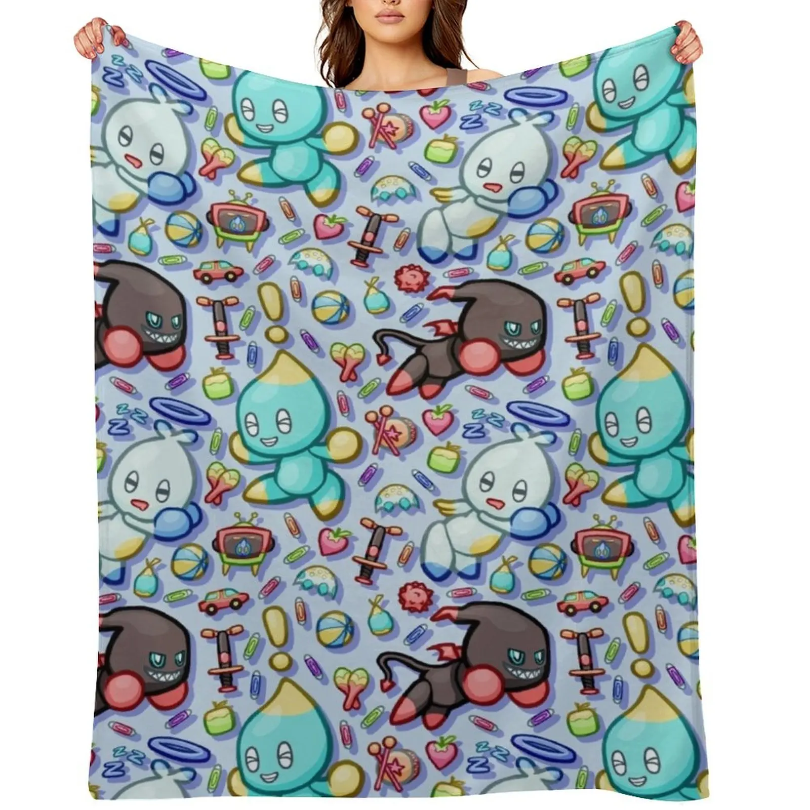 Letz Get This Party Started (Blue) Throw Blanket Cute Quilt Decorative Sofas Soft Beds blankets and throws Designers Blankets
