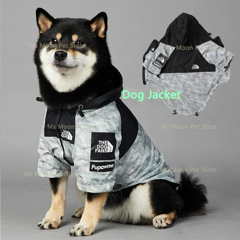 

Small Dog Clothes American Flag Tide Brand Windproof and Rainproof New Dog Large Dog Raincoat in the North, Dog Pet Cool Jacket