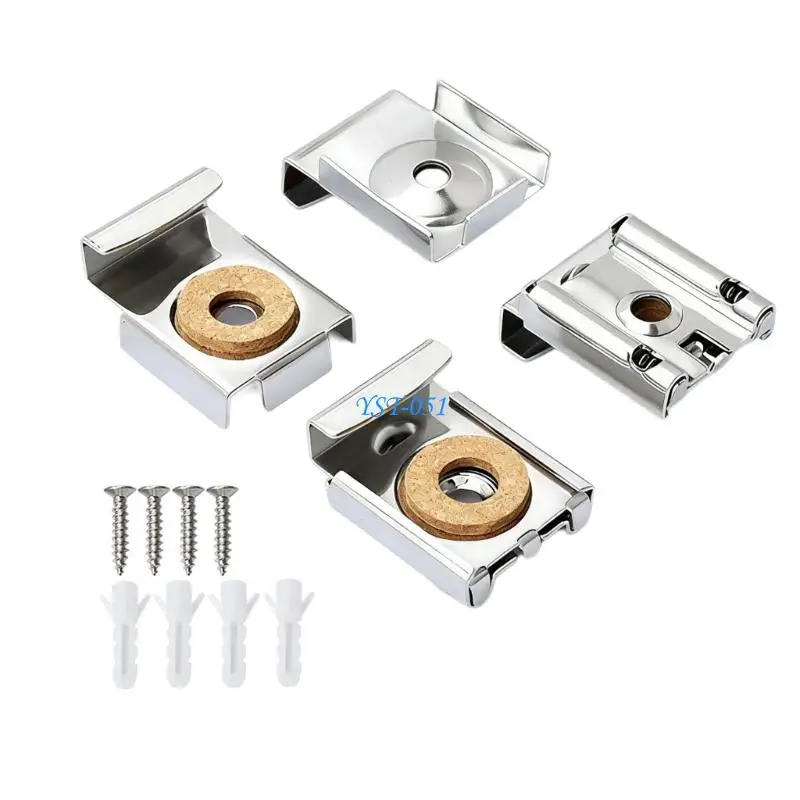 E15A Heavy Duty Glass Mounting Brackets Pack Of 4 Suitable For Dry And Wet Environment Like Bathrooms Bedroom Glass Clamps