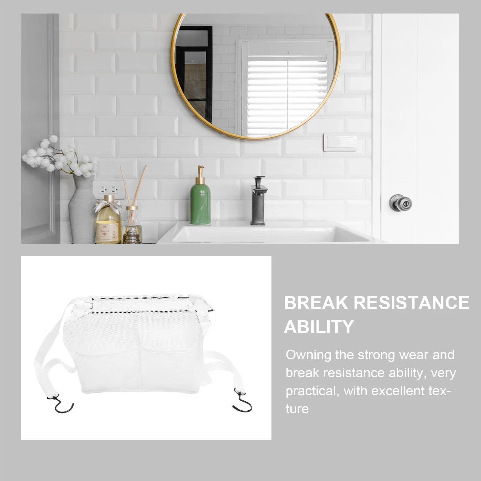 

Bathroom Hanging Organizer Mesh Basket Multi-Grid Sundries Storage Container Portable Draining Basket for Kitchen Bedroom