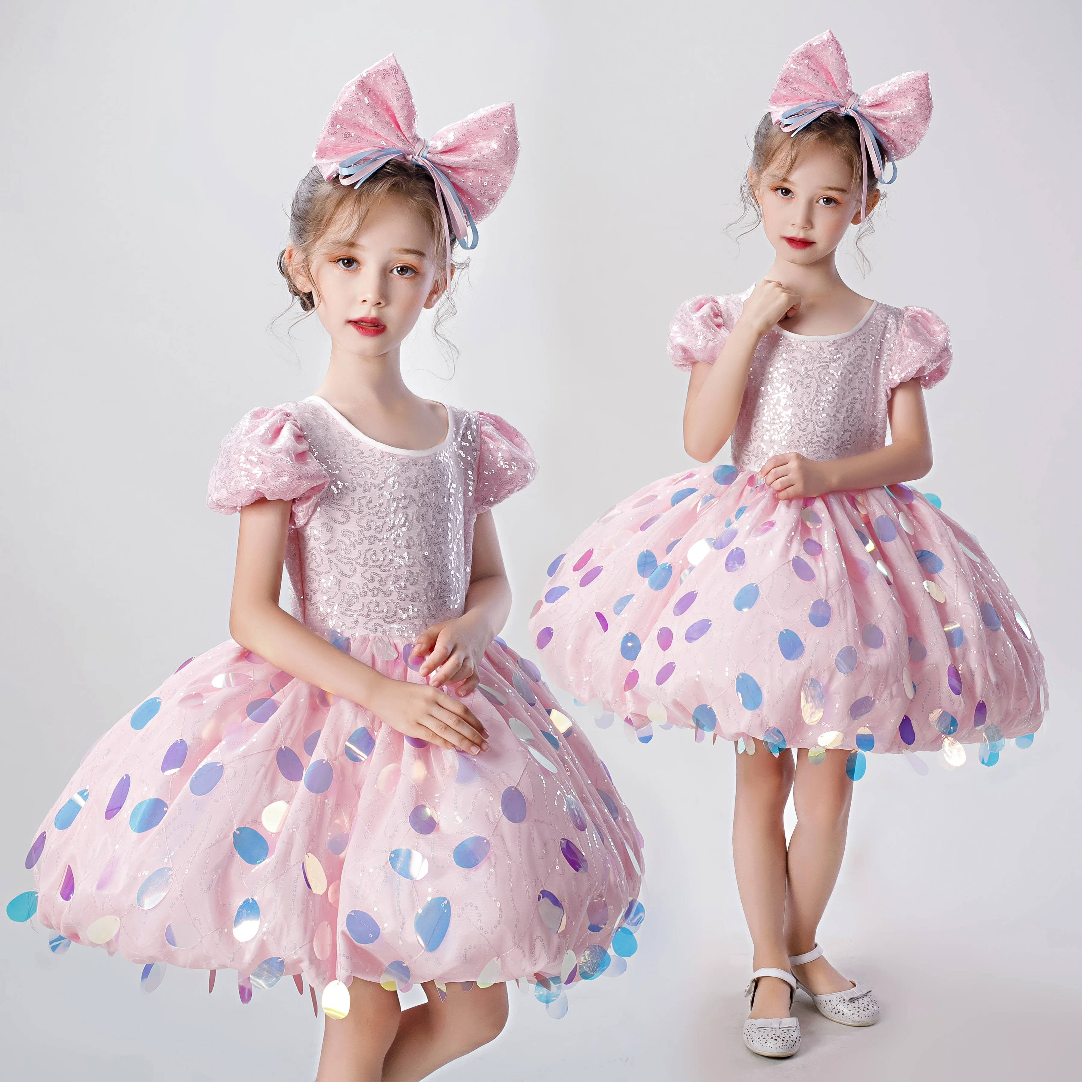 

Children's Day performance short pink sequined tutu chorus performance dance host piano costume