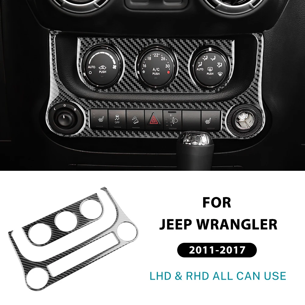 

For Jeep Wrangler JK JKU 2011 2012 2013 2014 2015 2016 2017 ﻿Real Soft Carbon Fiber Sticker Car AC Cigarette Light Panel Trim