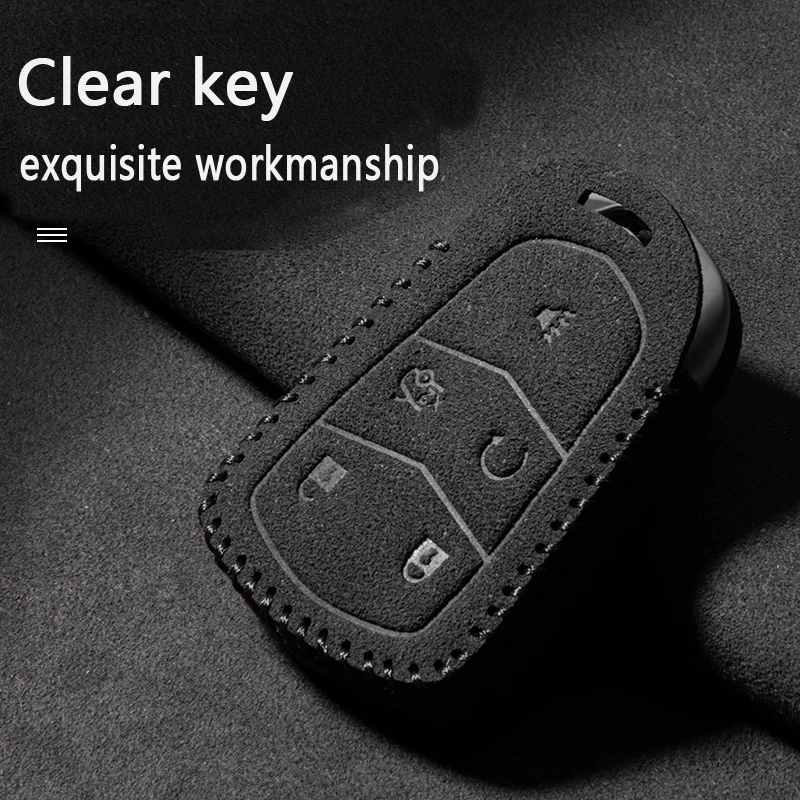 Sport Suede Leather Car Remote Key Case Cover For Cadillac ATS-L XTS XT5 CTS CT6 ATS 28T SRX Escalade 2015 Car Accessories