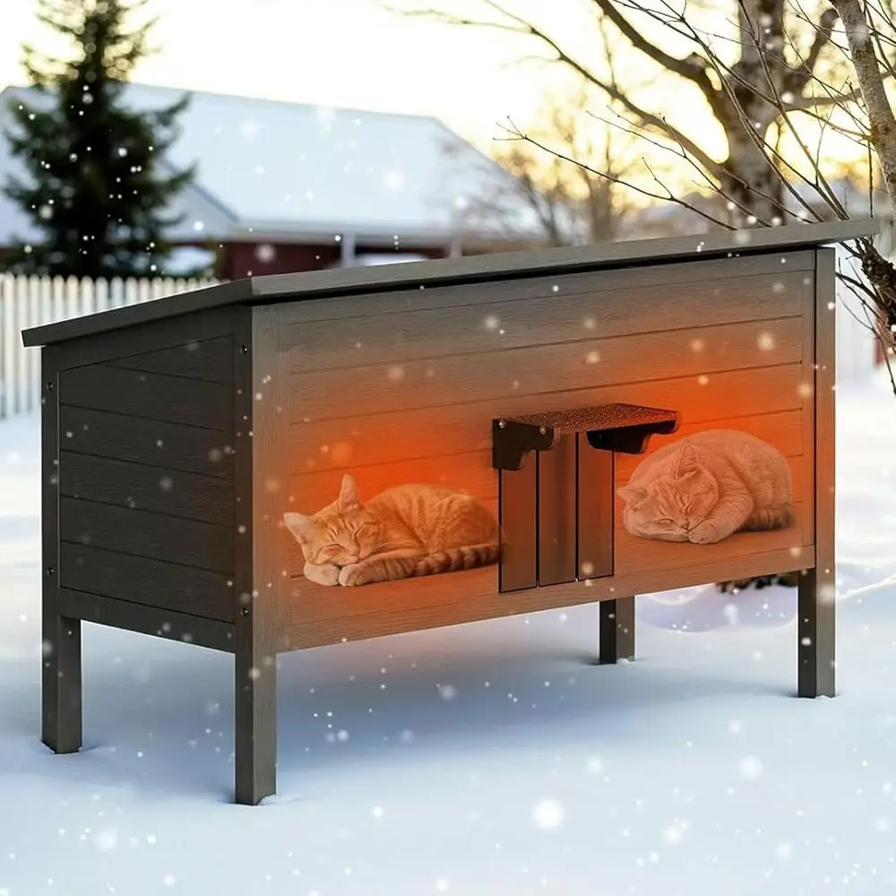 

Extra Large Insulated Outdoor Cat Shelter for Multiple Feral Cats, Weatherproof & All-Round Foam, Wooden Stray Cat House PG01DHZ