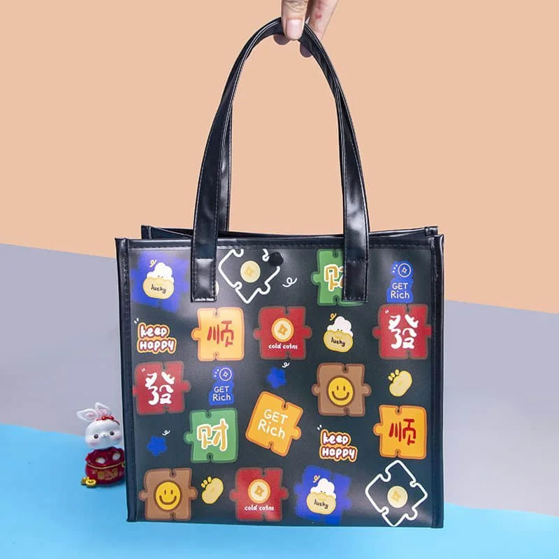 

Jelly Handbag for Women Tote Bags Reusable Waterrproof PVC Shoulder Bags Cartoon Printed Fashion Durable Gift Shopping Bags