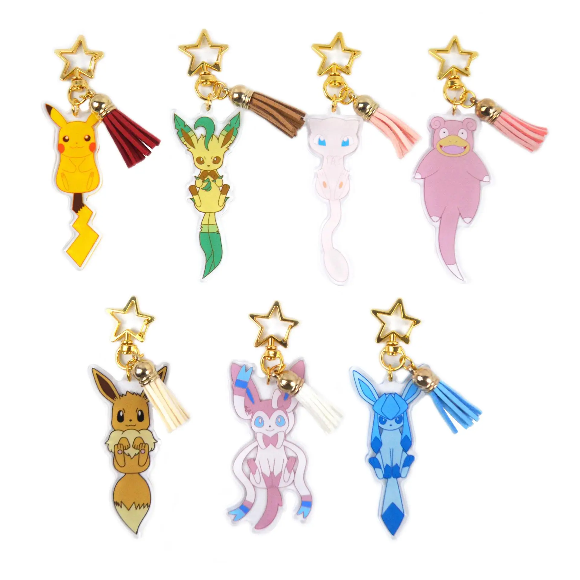 

Anime Pokemon Fashion Keychain Pikachu Acrylic Cartoon Keyring Pendant Eevee Mewtwo Sylveon Gifts Collect Toys Decoration Goods