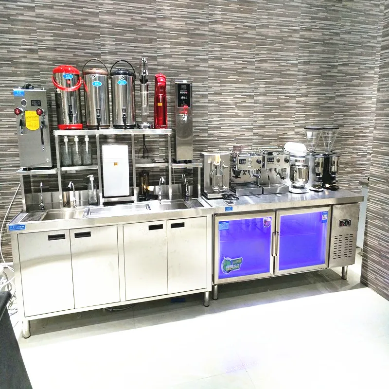 Popular Customized Bubble Milk Tea Equipment Refrigerate Bar Work Table Bubble tea Table counter