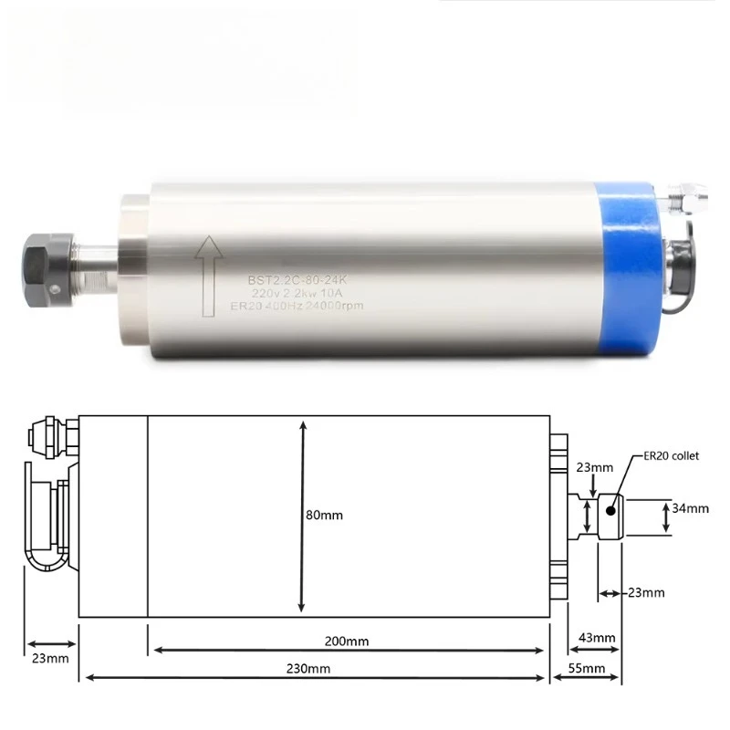 Water cooled spindle motor