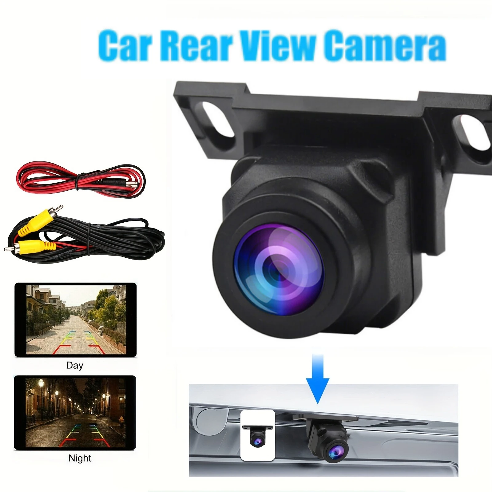 HD Night Vision Rear View Camera 480P Wide Angle Car Backup Camera Universal for Sedan/SUV/Van Parking Assist