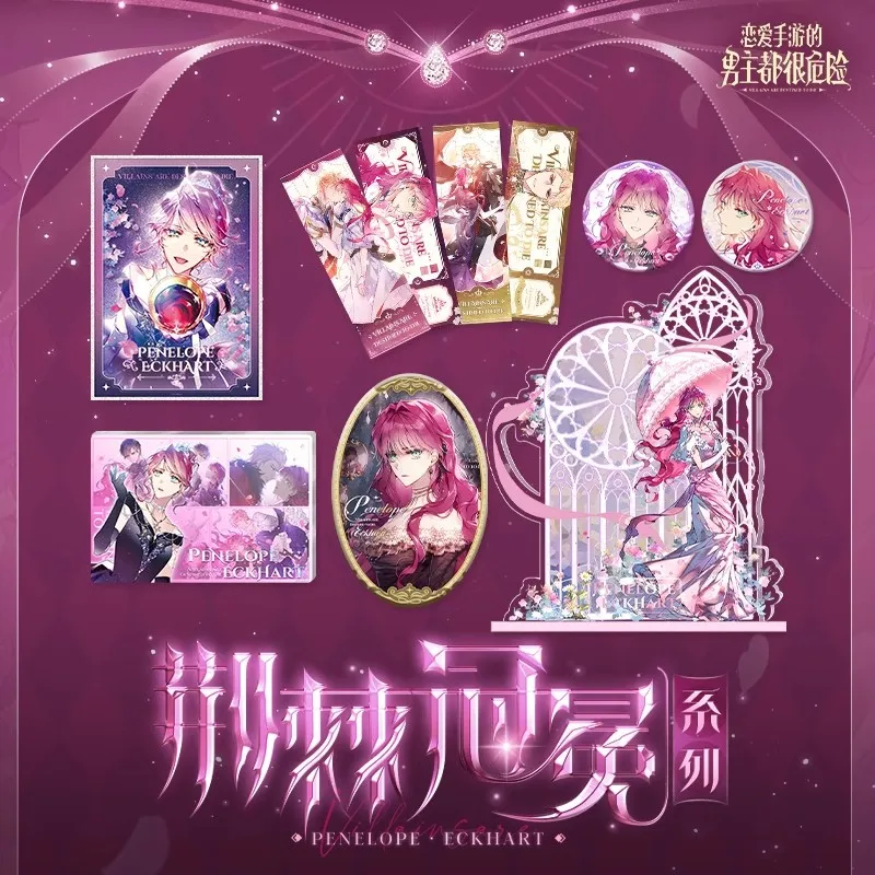 New Comic Villains Are Destined To Die Acrylic Stand Penelope, Derrick Characters Colored Paper Badge Cosplay Gift