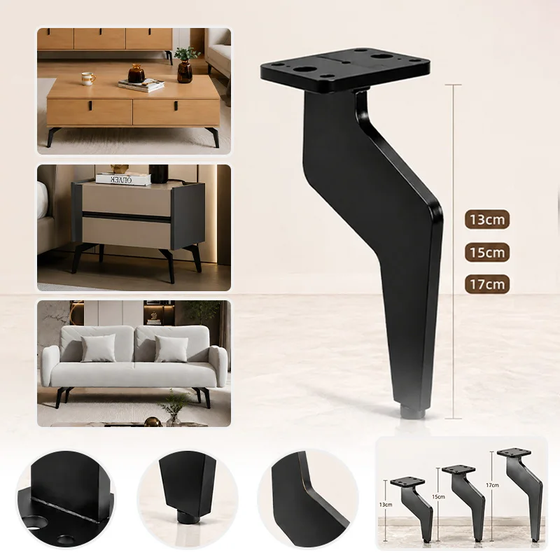 13/15/17cm Black Steel Furniture Leg Modern Metal Sofa Cabinet TV Stand Coffee Table Nightstand Support Replacement Hardware