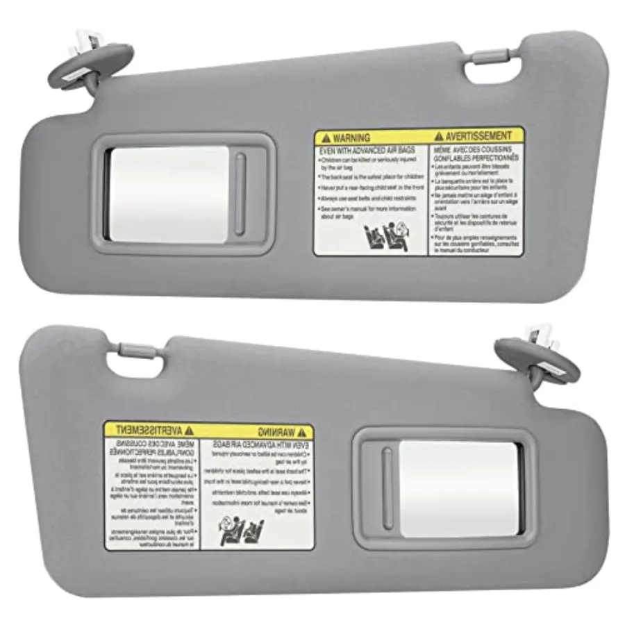 

Gray Driver Left + Passenger Right Side Sun Visor Replacement Compatible with 2008 2009 2010 2012 2013 Toyota Highlander Replac