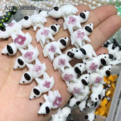 14x25mm Flower Dog Handmade Lampwork Glass Beads Loose Animals Crafts Beads For Jewelry Making DIY Bracelet Earring Necklace