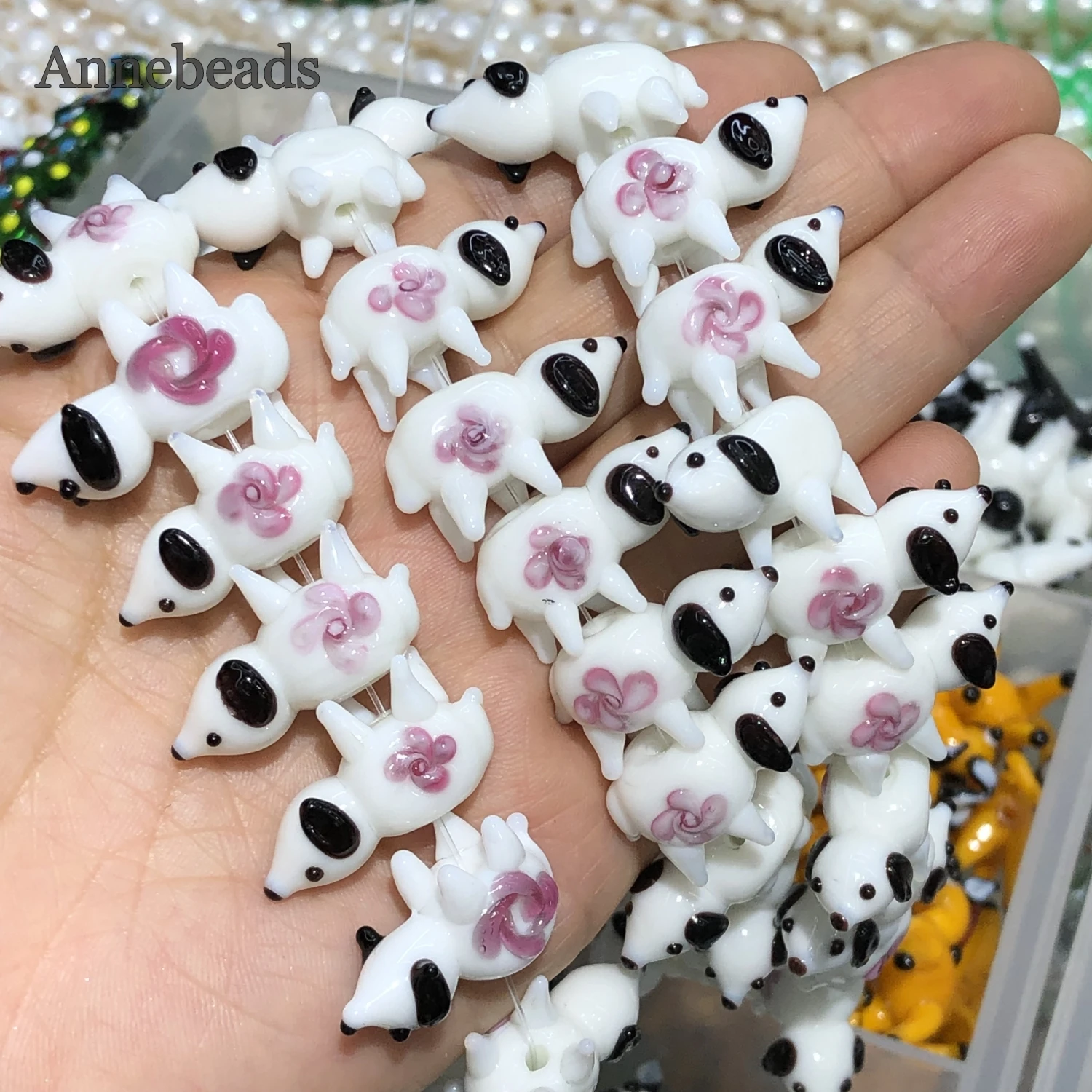 14x25mm Flower Dog Handmade Lampwork Glass Beads Loose Animals Crafts Beads For Jewelry Making DIY Bracelet Earring Necklace