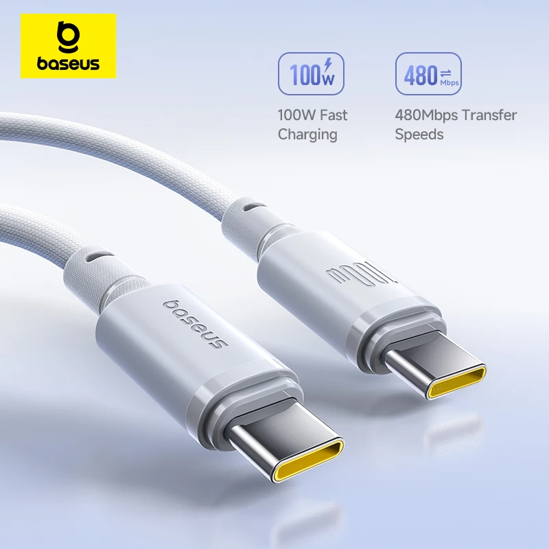 Baseus 100W Fast Cable Type-C USB-C Charging Braided Data Cable For iPhone 16 15 iPad MacBook Pro Samsung Galaxy S25 S24