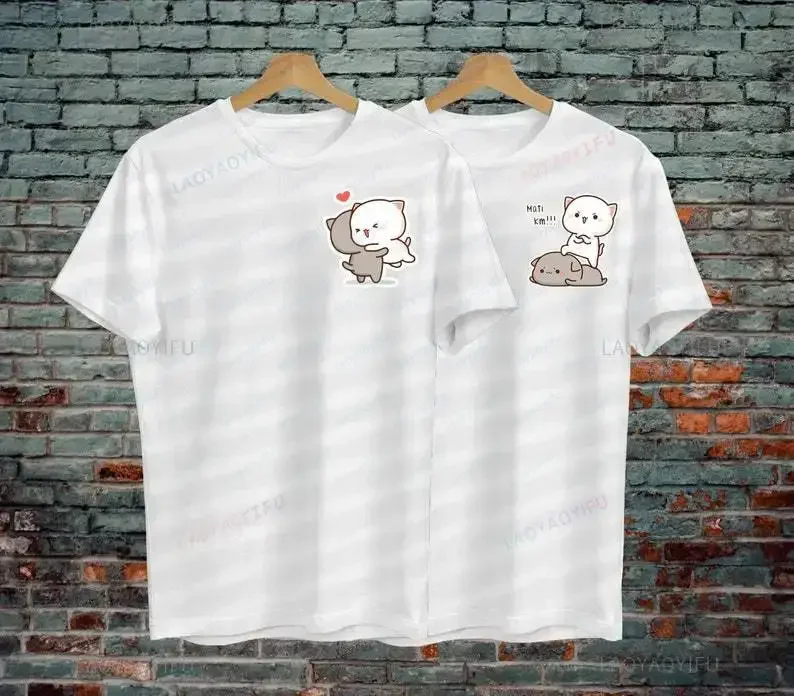 

Cat Heart Couple Matching Printed T-shirt Summer Kawaii Cartoon Pattern Unisex Girlfriend Gift T Shirts Classic Outdoors Tops
