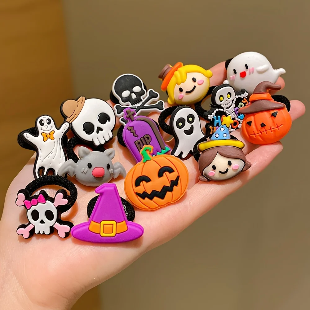 Accesorios de fantasma de calabaza de Halloween, lazos divertidos para el cabello, regalos de Halloween para niñas, 14 piezas