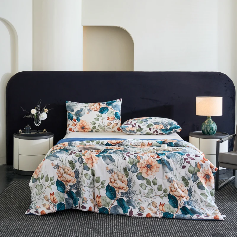 1PC,  American retro floral print summer cool blanket, machine washable air conditioner blanket, skin friendly and bre