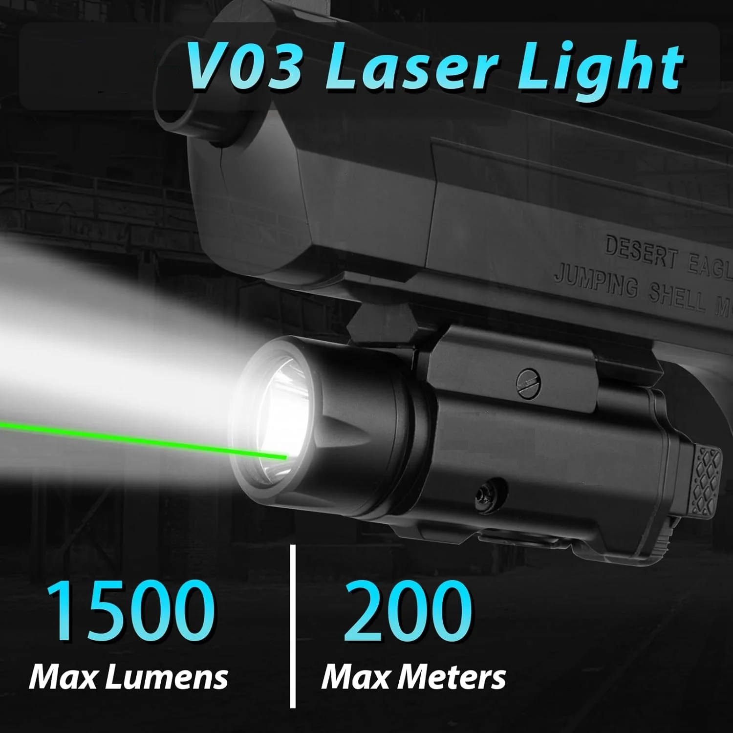 Richfire Tactical LED Flashlight 1500Lumens Green Laser Pistols Laser Light with Magnetic Charging for Taurus 20mm Rail Mounted
