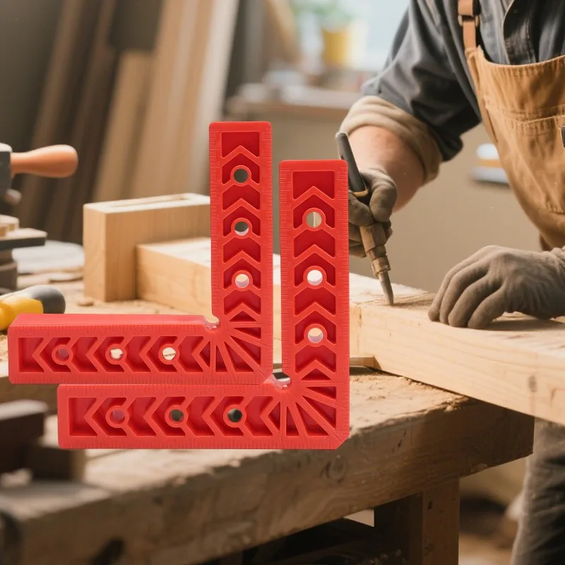 L شكل زاوية حاكم مكتشف دقيق متعدد الأغراض أداة قياس قوي البلاستيك مشبك معدني النجارة الجمعية قياس الزاوية اليمنى #6