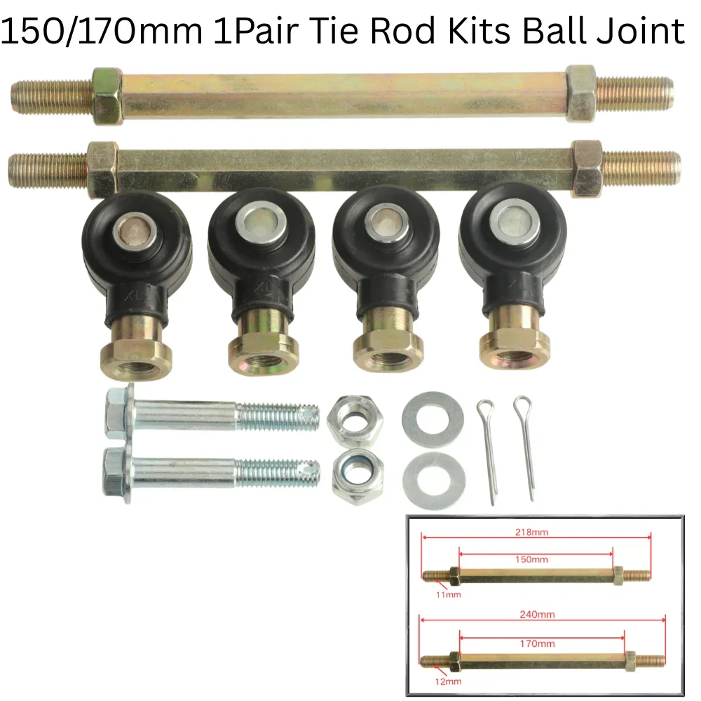1Pair 150mm/170mm Tie Rod Ball Joint For LinHai LH260 300 ATV 150cc 200cc 250cc 300cc UTV Buggy Quad Accessories