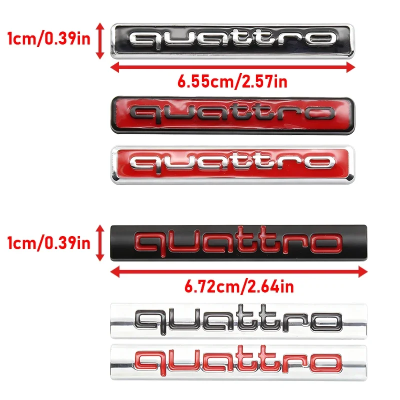 1Pcs Metal Car Styling Quattro Letter Logo Side Body Fender Trunk Stickers For Audi A1 A2 A3 A4 A5 A6 A7 A8 Q2 Q3 Q5 Q7 S3 S4 S5