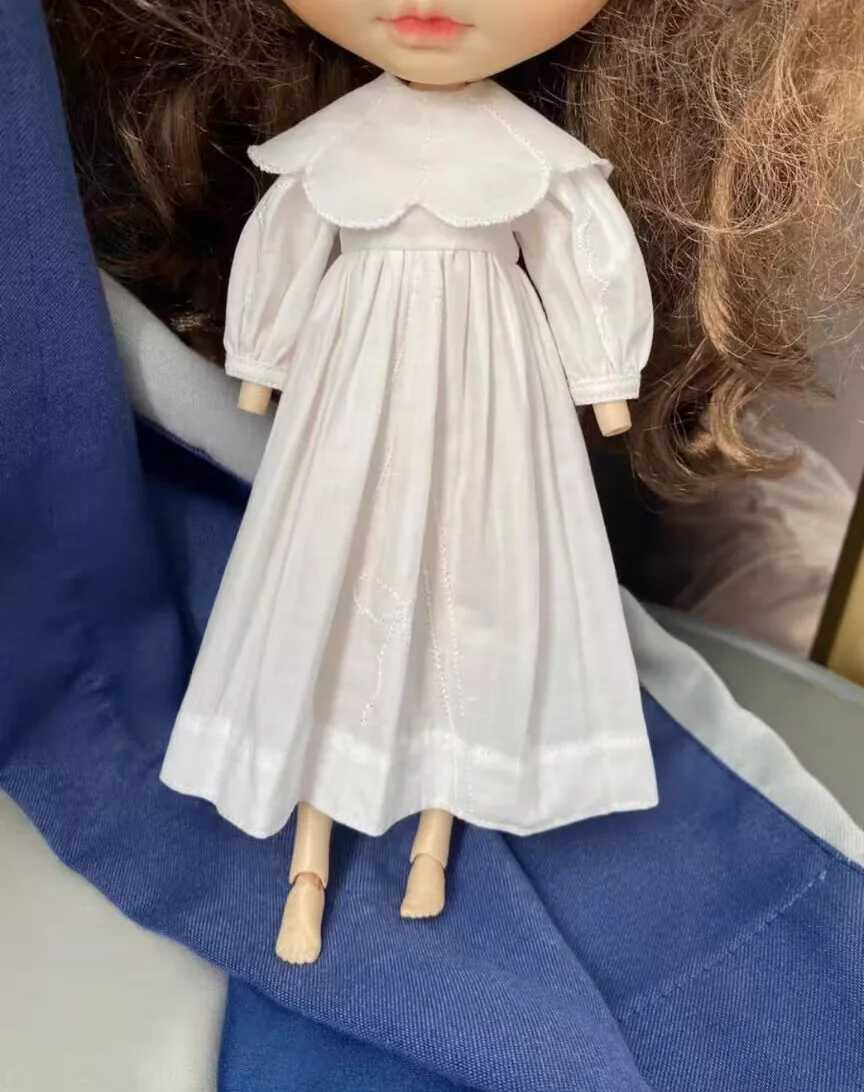 

1pcs vintage retro French 2 style 2025 Blythe/landoudou one-piece dress (Fit for Lulu,ymy24,Ob22,24,26,zone, Jenny)