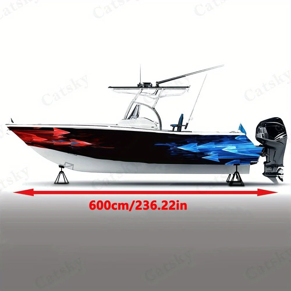 Red and Blue Arrows Hedge Color Collision Boat Sticker Vinyl Ship Pontoon Deck Boat Fishing Decorative Pontoon Boats Decal