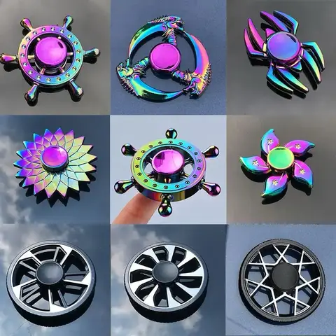 Metal Rainbow Fidget Spinner Colorful EDC Hand Spinner Anti-Anxiety Toy for Children Adult Relieves Stress Finger Spinner Gifts