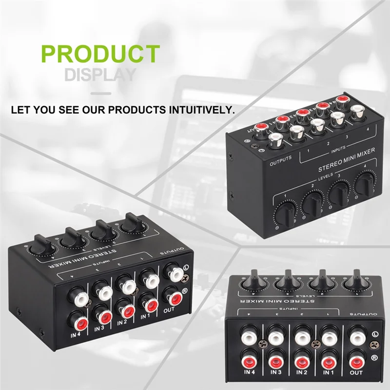 BNVN-CX400 Mini Stereo 4-Channel Passive Audio Mixer Microphone Multi-Function 1 In 4 Out Splitter For Studio Compatible