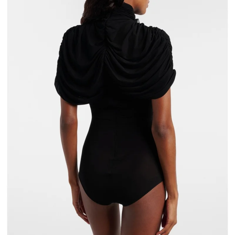 2026 Spring/Summer New Fashionable and Elegant 3D Floral High-Quality Sexy Slimming Pleated Shawl High-Neck Women's Jumpsuit