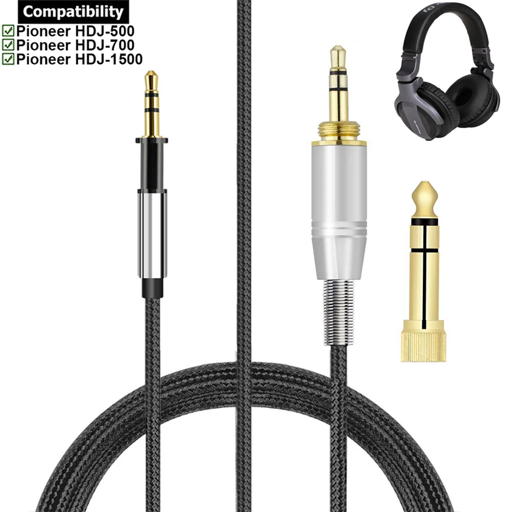 Cable de extensión de Cable trenzado OFC de 6,35mm de repuesto para auriculares Pioneer HDJ-700 HDJ-1500 HDJ-500 HDJ 700 1500 500 DJ