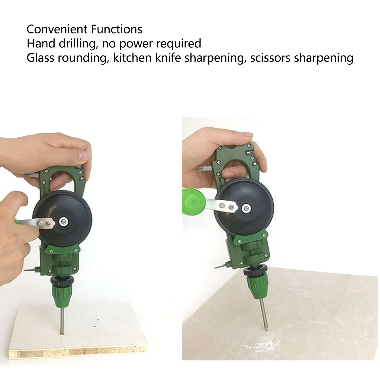 Manual Drill Cutter Hand Crank Drill Multifunctional Glass Ceramic Cutting Hole Drilling Knife Scissors Sharpening Manual Drill