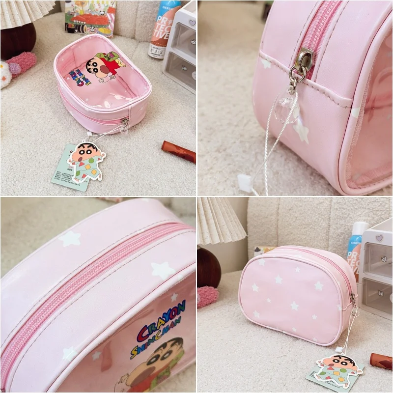 Tas Kosmetik Kartun Crayon Shin-Chan Tas Wanita Travel Tahan Air Transparan Kartun Tas Penyimpanan Multifungsi Hadiah Liburan