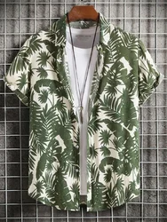 Herren-Kurzarmhemd, neuer Sommer, hawaiianischer Stil, Revers, Knopfleiste, lässiges Modehemd, große Größe