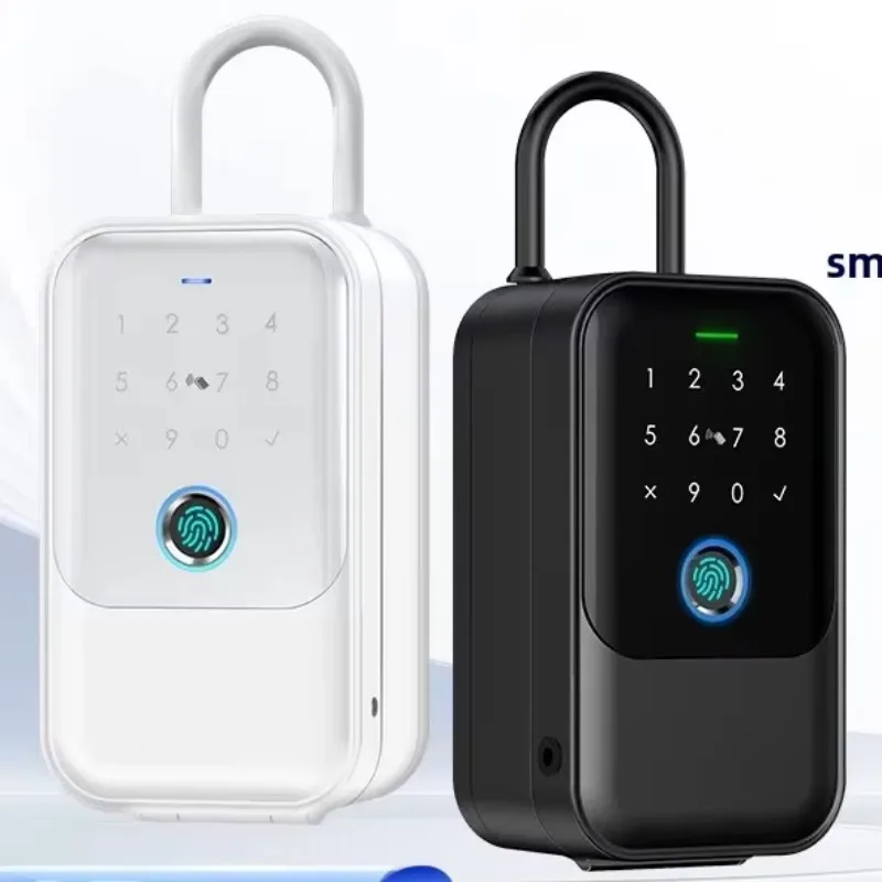 Outdoor Waterproof Aluminum Alloy Wood Door Smart Key Box Fingerprint Password Swipe Card  APP WiFi IP Face Recognition